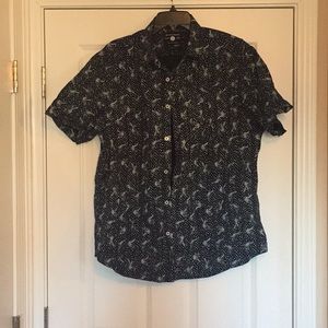 Bird print short sleeved shirt